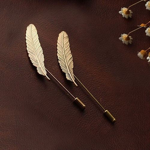 Classic Gold Plated Feather Suit Pin