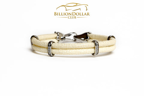 Elegant White Stingray Leather Bracelet with Charms - Last Piece