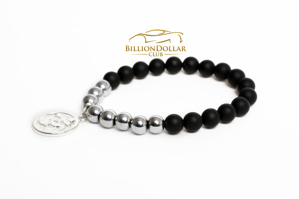 Gold / Silver OM Matt Black Beads Unisex Bracelet