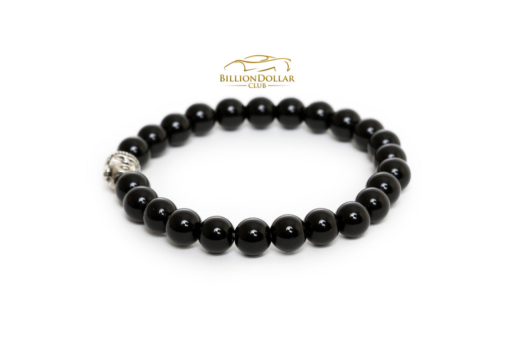 Natural Black Onyx Buddha Beads Bracelet